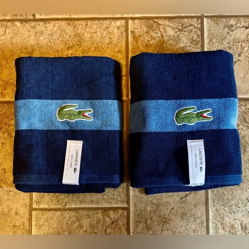 NWT *Bundle of 2* Lacoste Heritage Sport Stripe bath towel